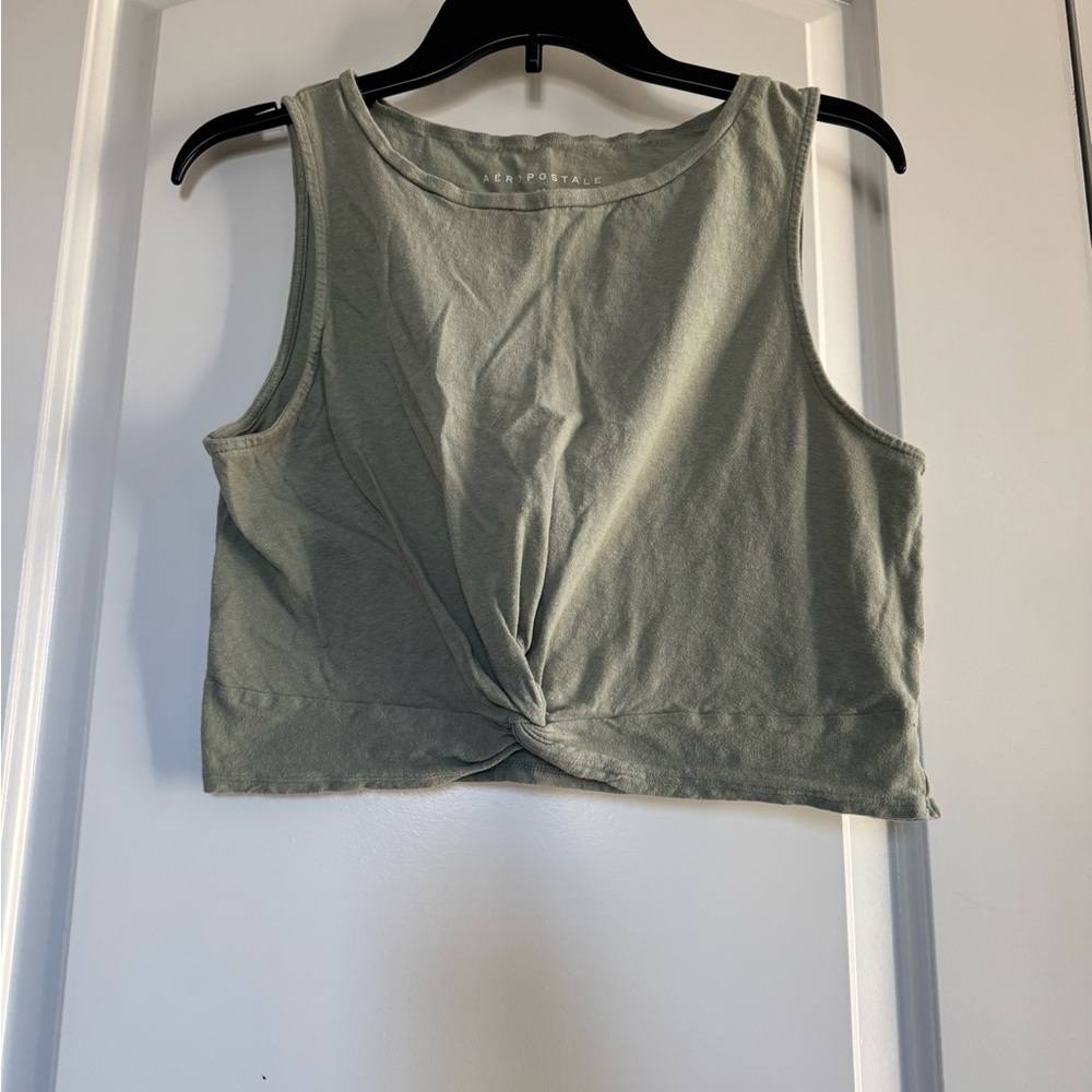 Aeropostale Olive Twist-Front Crop Top